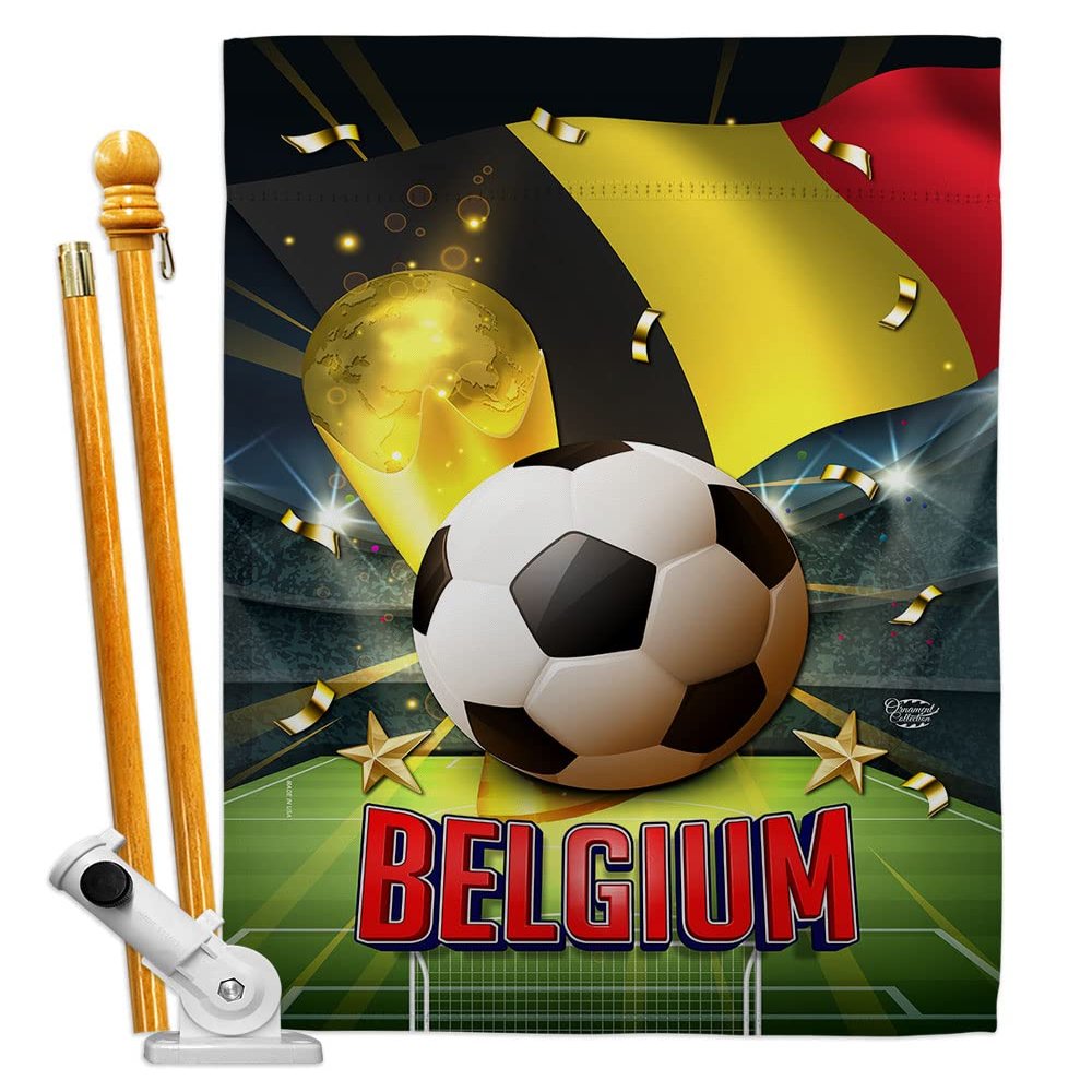 Ornament Collection World Cup Belgium Banner Room Wall Art Flag Poles for Outside House Patio Porch Lawn Garden Stand Tapestry Yard Signs FIFA Team Qatar Trophy Soccer Game Football Gifts, Made In USA