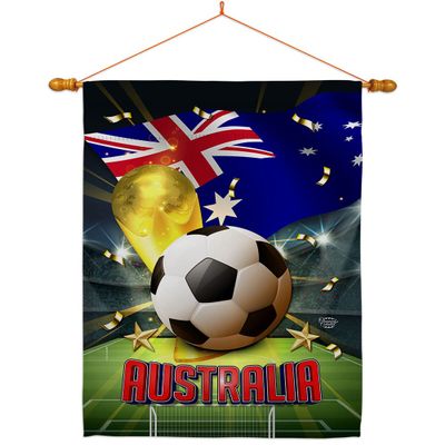 Ornament Collection World Cup Australia Home Banner Wall Art Patio Porch Lawn Garden Flag Stand Pole Room Decorations Indoor Outdoor FIFA Team Qatar Trophy Soccer Game Football Gifts, Made in USA