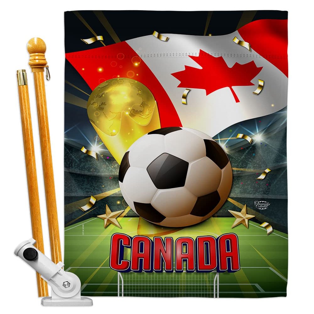 Ornament Collection World Cup Canada Banner Room Wall Art Flag Poles for Outside House Patio Porch Lawn Garden Stand Tapestry Yard Signs FIFA Team Qatar Trophy Soccer Game Football Gifts, Made in USA