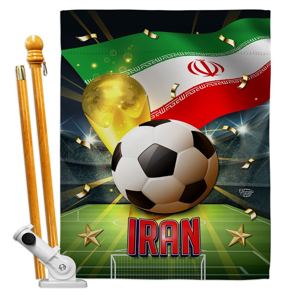 Ornament Collection World Cup Iran Banner Room Wall Art Flag Poles for Outside House Patio Porch Lawn Garden Stand Tapestry Yard Signs FIFA Team Qatar Trophy Soccer Game Football Gifts, Made in USA