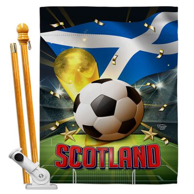 FIFA World Cup Scotland Banner Room Wall Art Flag Poles For Outside House Patio Porch Lawn Garden Stand Tapestry Yard Signs Team Qatar Trophy Soccer Game Football Gifts Made In USA