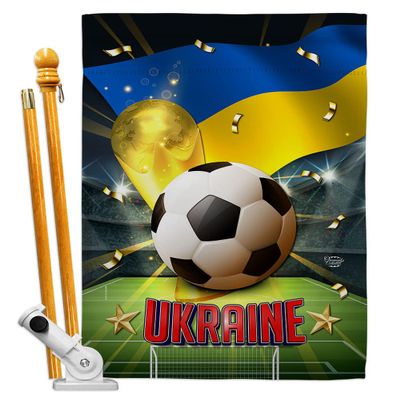 Ornament Collection World Cup Ukraine Banner Room Wall Art Flag Poles for Outside House Patio Porch Lawn Garden Stand Tapestry Yard Signs FIFA Team Qatar Trophy Soccer Game Football Gifts, Made In USA