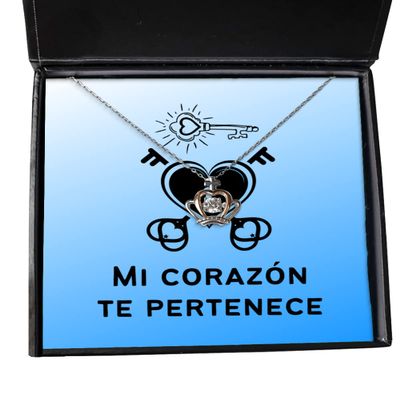 Mi Corazon te pertenece - Regalo para esposa o esposa, joyeria para enamoradas o Mujeres - Collar con colgante de Corona