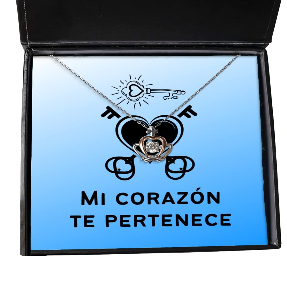 Mi Corazon te pertenece - Regalo para esposa o esposa, joyeria para enamoradas o Mujeres - Collar con colgante de Corona
