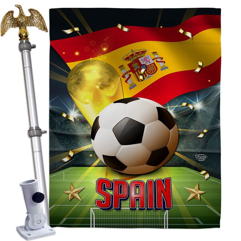 Ornament Collection World Cup Spain Home Decor Banner Room Wall Art Patio Porch Lawn Garden Flag Stand Pole Outdoor Tapestry Yard Signs FIFA Team Qatar Trophy Soccer Game Football Gifts, Made in USA