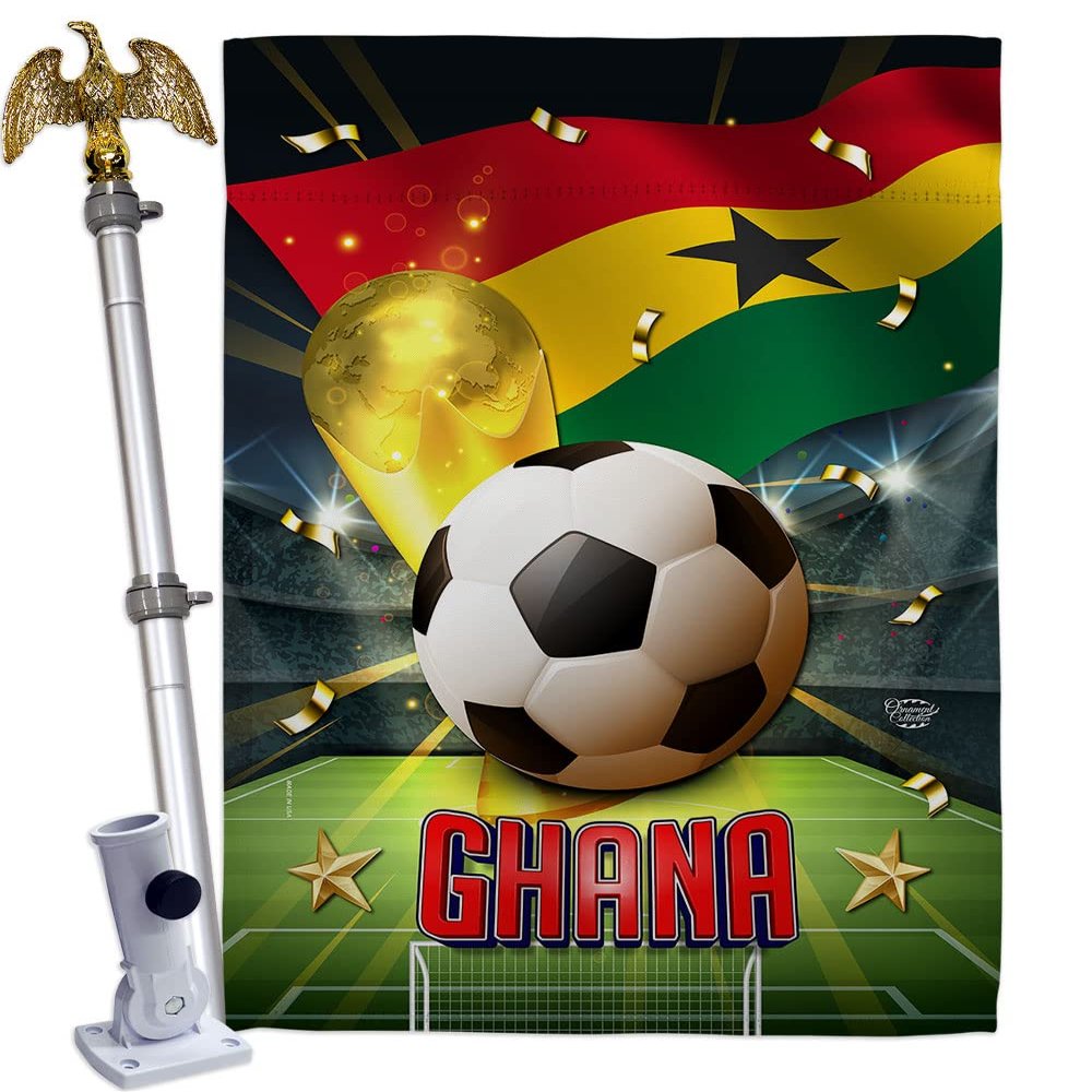 Ornament Collection World Cup Ghana Home Decor Banner Room Wall Art Patio Porch Lawn Garden Flag Stand Pole Outdoor Tapestry Yard Signs FIFA Team Qatar Trophy Soccer Game Football Gifts, Made in USA