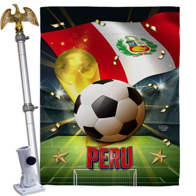Ornament Collection World Cup Peru Home Decor Banner Room Wall Art Patio Porch Lawn Garden Flag Stand Pole Outdoor Tapestry Yard Signs FIFA Team Qatar Trophy Soccer Game Football Gifts, Made in USA