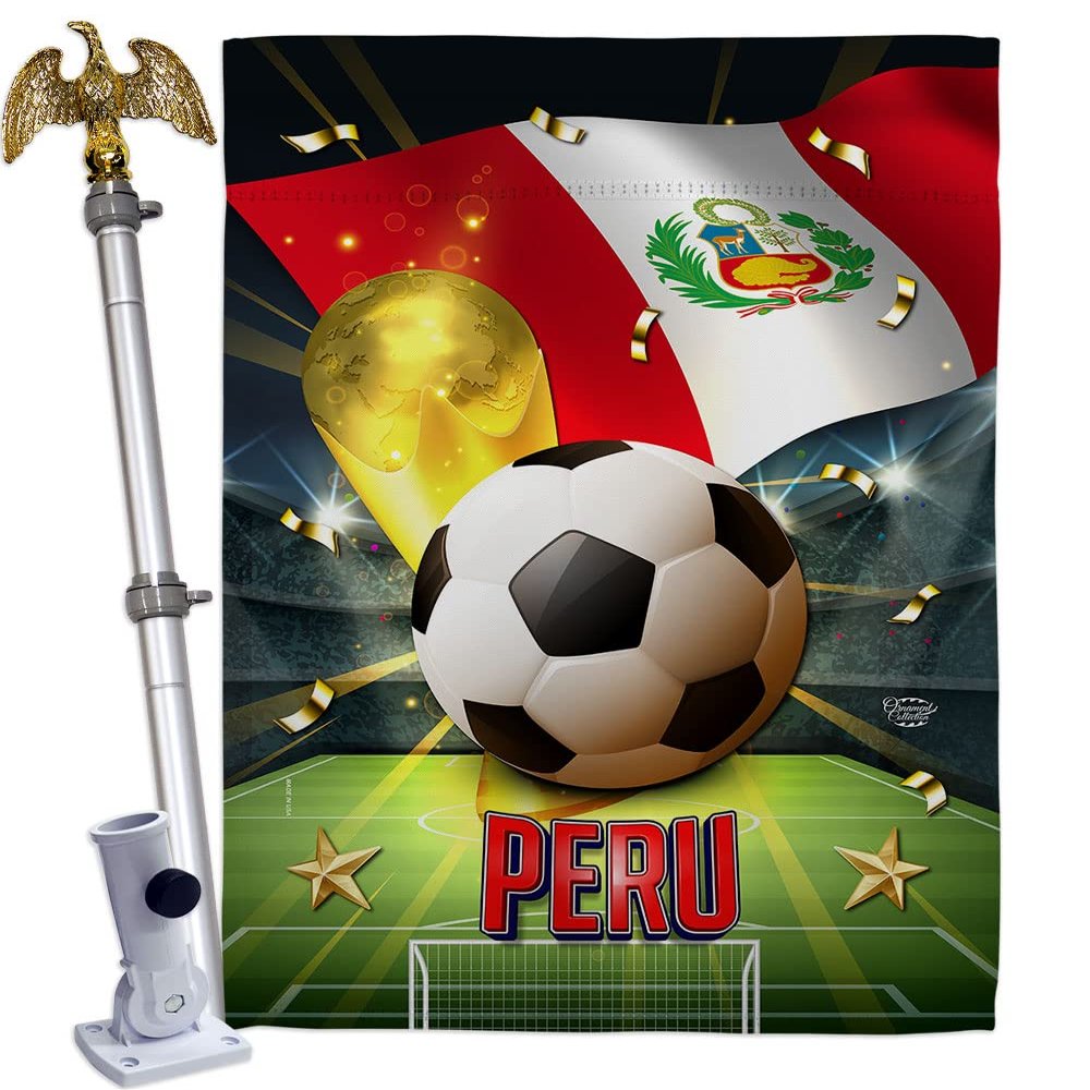 Ornament Collection World Cup Peru Home Decor Banner Room Wall Art Patio Porch Lawn Garden Flag Stand Pole Outdoor Tapestry Yard Signs FIFA Team Qatar Trophy Soccer Game Football Gifts, Made in USA