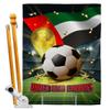 FIFA World Cup United Arab Emirates Banner Room Wall Art Flag Poles For Outside House Patio Porch Lawn Garden Stand Tapestry Yard Signs Team Qatar Trophy Soccer Game Football Gifts Made In USA view 1