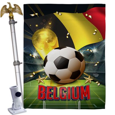 Ornament Collection World Cup Belgium Home Decor Banner Room Wall Art Patio Porch Lawn Garden Flag Stand Pole Outdoor Tapestry Yard Signs FIFA Team Qatar Trophy Soccer Game Football Gifts, Made In USA