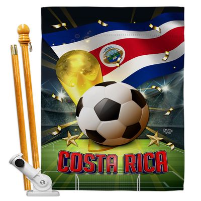 FIFA World Cup Costa Rica Banner Room Wall Art Flag Poles For Outside House Patio Porch Lawn Garden Stand Tapestry Yard Signs Team Qatar Trophy Soccer Game Football Gifts Made In USA