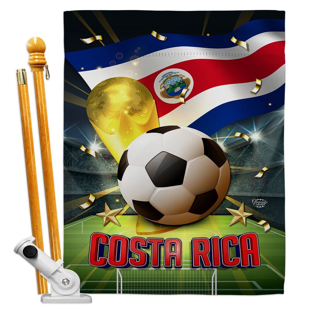 FIFA World Cup Costa Rica Banner Room Wall Art Flag Poles For Outside House Patio Porch Lawn Garden Stand Tapestry Yard Signs Team Qatar Trophy Soccer Game Football Gifts Made In USA