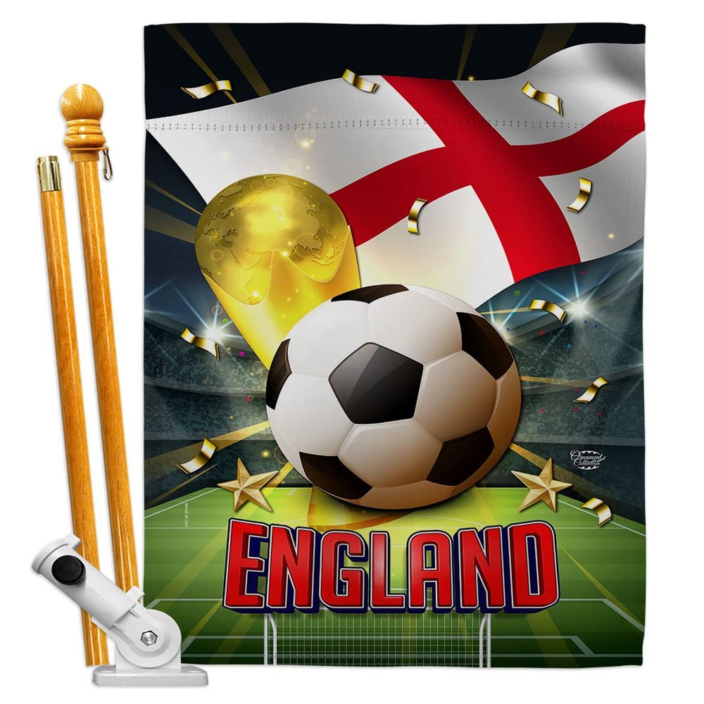 Ornament Collection World Cup England Banner Room Wall Art Flag Poles for Outside House Patio Porch Lawn Garden Stand Tapestry Yard Signs FIFA Team Qatar Trophy Soccer Game Football Gifts, Made In USA