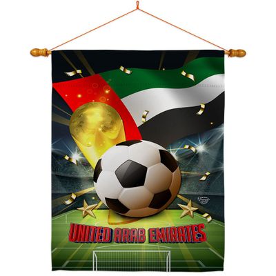 FIFA World Cup United Arab Emirates Home Decor Banner Wall Art Patio Porch Lawn Garden Flag Stand Pole Room Decorations Indoor Outdoor Team Qatar Trophy Soccer Game Football Gifts Made In USA