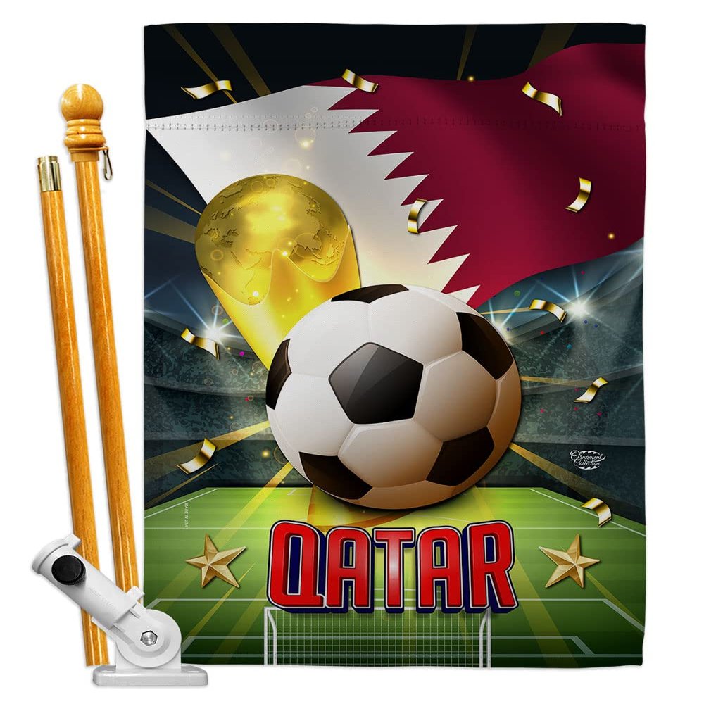 Ornament Collection World Cup Banner Room Wall Art Flag Poles for Outside House Patio Porch Lawn Garden Stand Tapestry Yard Signs FIFA Team Qatar Trophy Soccer Game Football Gifts, Made in USA
