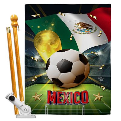Ornament Collection World Cup Mexico Banner Room Wall Art Flag Poles for Outside House Patio Porch Lawn Garden Stand Tapestry Yard Signs FIFA Team Qatar Trophy Soccer Game Football Gifts, Made in USA