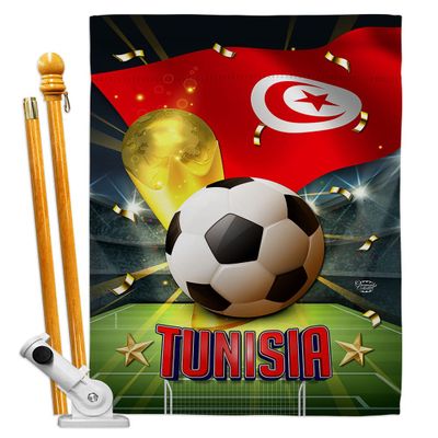 Ornament Collection World Cup Tunisia Banner Room Wall Art Flag Poles for Outside House Patio Porch Lawn Garden Stand Tapestry Yard Signs FIFA Team Qatar Trophy Soccer Game Football Gifts, Made In USA