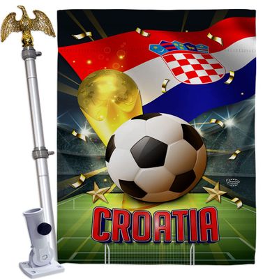 Ornament Collection World Cup Croatia Home Decor Banner Room Wall Art Patio Porch Lawn Garden Flag Stand Pole Outdoor Tapestry Yard Signs FIFA Team Qatar Trophy Soccer Game Football Gifts, Made In USA