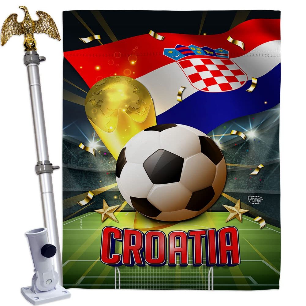 Ornament Collection World Cup Croatia Home Decor Banner Room Wall Art Patio Porch Lawn Garden Flag Stand Pole Outdoor Tapestry Yard Signs FIFA Team Qatar Trophy Soccer Game Football Gifts, Made In USA