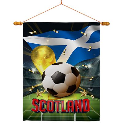 Ornament Collection World Cup Scotland Home Banner Wall Art Patio Porch Lawn Garden Flag Stand Pole Room Decorations Indoor Outdoor FIFA Team Qatar Trophy Soccer Game Football Gifts, Made in USA