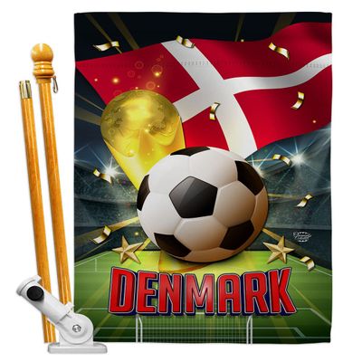 Ornament Collection World Cup Denmark Banner Room Wall Art Flag Poles for Outside House Patio Porch Lawn Garden Stand Tapestry Yard Signs FIFA Team Qatar Trophy Soccer Game Football Gifts, Made In USA