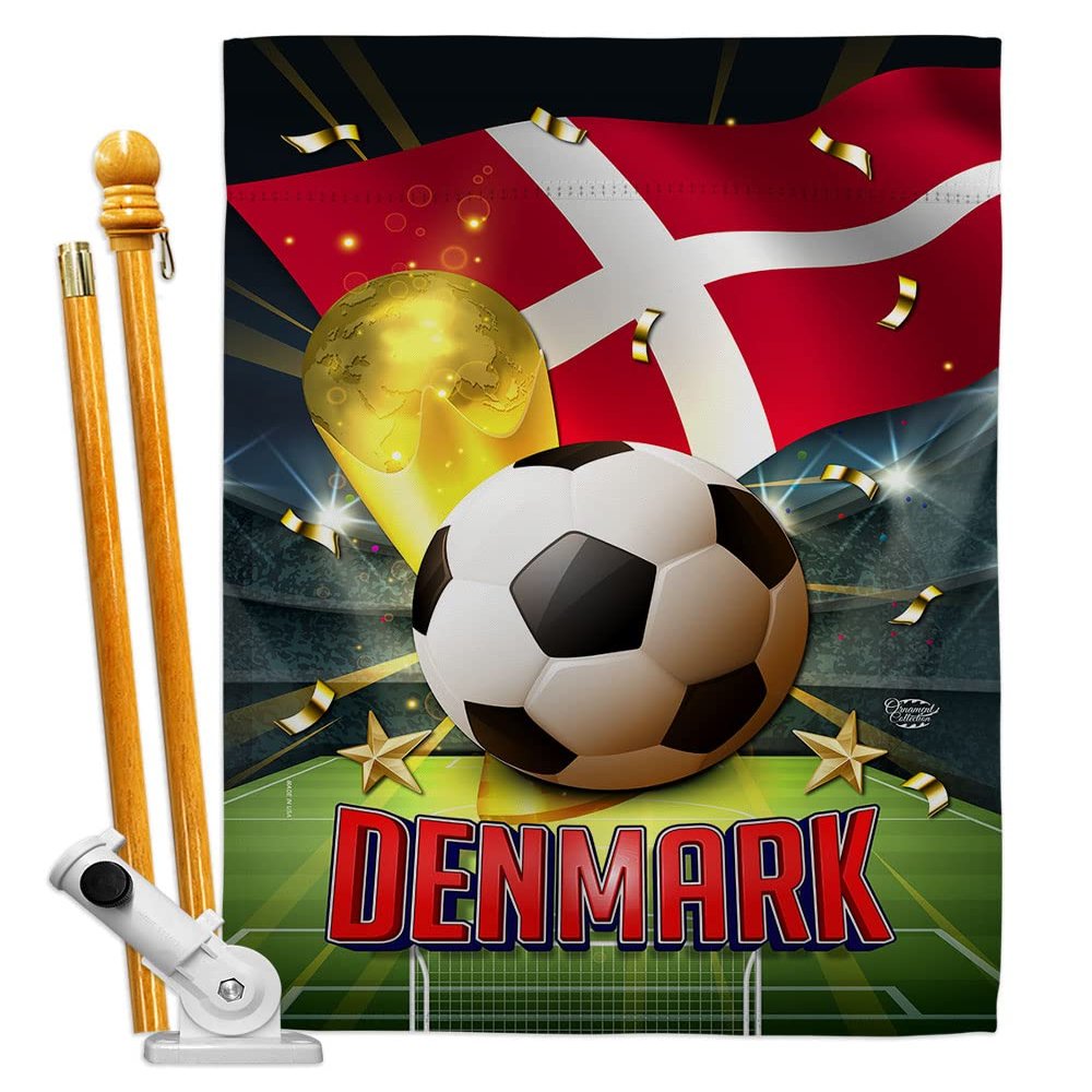 Ornament Collection World Cup Denmark Banner Room Wall Art Flag Poles for Outside House Patio Porch Lawn Garden Stand Tapestry Yard Signs FIFA Team Qatar Trophy Soccer Game Football Gifts, Made In USA