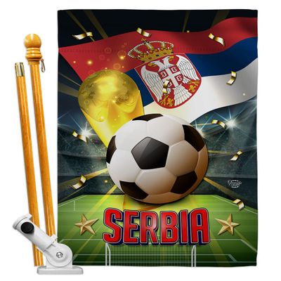 Ornament Collection World Cup Serbia Banner Room Wall Art Flag Poles for Outside House Patio Porch Lawn Garden Stand Tapestry Yard Signs FIFA Team Qatar Trophy Soccer Game Football Gifts, Made in USA
