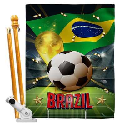 Ornament Collection World Cup Brazil Banner Room Wall Art Flag Poles for Outside House Patio Porch Lawn Garden Stand Tapestry Yard Signs FIFA Team Qatar Trophy Soccer Game Football Gifts, Made in USA