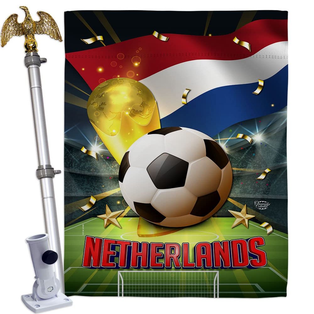 FIFA World Cup Netherlands Home Decor Banner Room Wall Art Patio Porch Lawn Garden Flag Stand Pole Outdoor Tapestry Yard Signs Team Qatar Trophy Soccer Game Football Gifts Made In USA