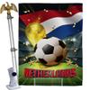 FIFA World Cup Netherlands Home Decor Banner Room Wall Art Patio Porch Lawn Garden Flag Stand Pole Outdoor Tapestry Yard Signs Team Qatar Trophy Soccer Game Football Gifts Made In USA view 1