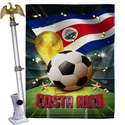 FIFA World Cup Costa Rica Home Decor Banner Room Wall Art Patio Porch Lawn Garden Flag Stand Pole Outdoor Tapestry Yard Signs Team Qatar Trophy Soccer Game Football Gifts Made In USA