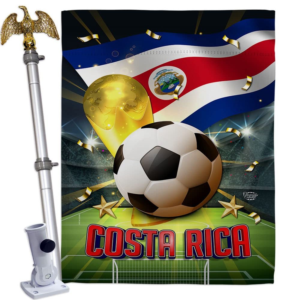 FIFA World Cup Costa Rica Home Decor Banner Room Wall Art Patio Porch Lawn Garden Flag Stand Pole Outdoor Tapestry Yard Signs Team Qatar Trophy Soccer Game Football Gifts Made In USA