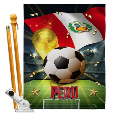 Ornament Collection World Cup Peru Banner Room Wall Art Flag Poles for Outside House Patio Porch Lawn Garden Stand Tapestry Yard Signs FIFA Team Qatar Trophy Soccer Game Football Gifts, Made in USA