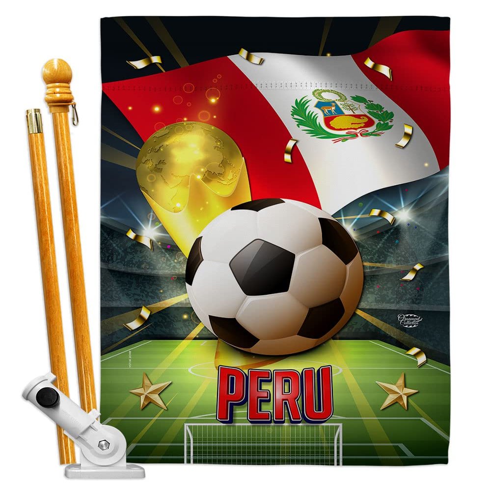 Ornament Collection World Cup Peru Banner Room Wall Art Flag Poles for Outside House Patio Porch Lawn Garden Stand Tapestry Yard Signs FIFA Team Qatar Trophy Soccer Game Football Gifts, Made in USA