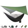 KIZQYN Swing Set Camping Hammock, Portable Travel Hammock with Net and Rainfly, Tree Light Hammock Tent for Outdoor Backyard Hiking Swing Seat (Color : Green and Black) view 1