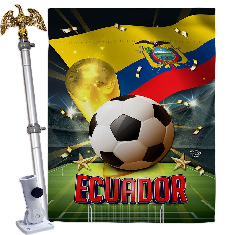 Ornament Collection World Cup Ecuador Home Decor Banner Room Wall Art Patio Porch Lawn Garden Flag Stand Pole Outdoor Tapestry Yard Signs FIFA Team Qatar Trophy Soccer Game Football Gifts, Made In USA
