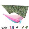 KIZQYN Swing Set Camping Hammock, Portable Travel Hammock with Net and Rainfly, Tree Light Hammock Tent for Outdoor Backyard Hiking Swing Seat (Color : Camouflage and Pink) view 1
