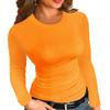 Afibi Women Ribbed Long Sleeve Crew Neck Slim Fit Stretchy Basic T Shirts Tops (Large, Orange) view 1
