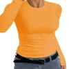 Afibi Women Ribbed Long Sleeve Crew Neck Slim Fit Stretchy Basic T Shirts Tops (Large, Orange) view 2