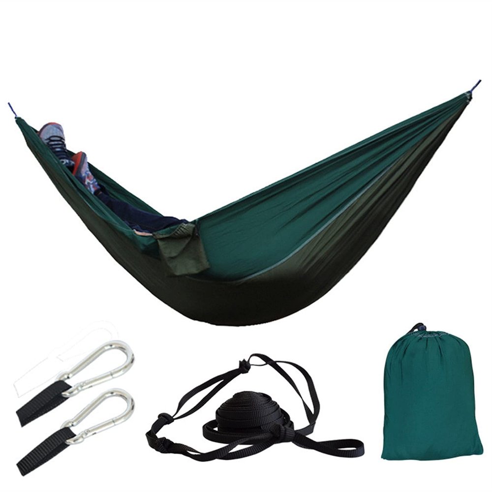 KIZQYN Swing Set Camping Hammock, Nylon Hammock, Portable Lightweight Parachute Hammock with Tree Straps for Backpacking Camping Travel Beach Garden Outdoor Camping Gear Swing Seat
