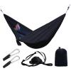 KIZQYN Swing Set Camping Hammock, Nylon Hammock, Portable Lightweight Parachute Hammock with Tree Straps for Backpacking Camping Travel Beach Garden Outdoor Camping Gear Swing Seat (Color : Black) view 1