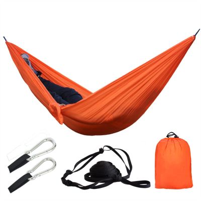 KIZQYN Swing Set Camping Hammock, Nylon Hammock, Portable Lightweight Parachute Hammock with Tree Straps for Backpacking Camping Travel Beach Garden Outdoor Camping Gear Swing Seat (Color : Orange)