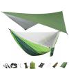 KIZQYN Swing Set Camping Hammock, Portable Travel Hammock with Net and Rainfly, Tree Light Hammock Tent for Outdoor Backyard Hiking Swing Seat (Color : Green and LightGreen) view 1