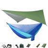 KIZQYN Swing Set Camping Hammock, Portable Travel Hammock with Net and Rainfly, Tree Light Hammock Tent for Outdoor Backyard Hiking Swing Seat (Color : Green and lightblue) view 1