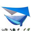 KIZQYN Swing Set Camping Hammock, Portable Travel Hammock with Net and Rainfly, Tree Light Hammock Tent for Outdoor Backyard Hiking Swing Seat (Color : Blue and lightblue) view 1