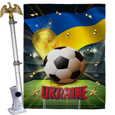 Ornament Collection World Cup Ukraine Home Decor Banner Room Wall Art Patio Porch Lawn Garden Flag Stand Pole Outdoor Tapestry Yard Signs FIFA Team Qatar Trophy Soccer Game Football Gifts, Made In USA