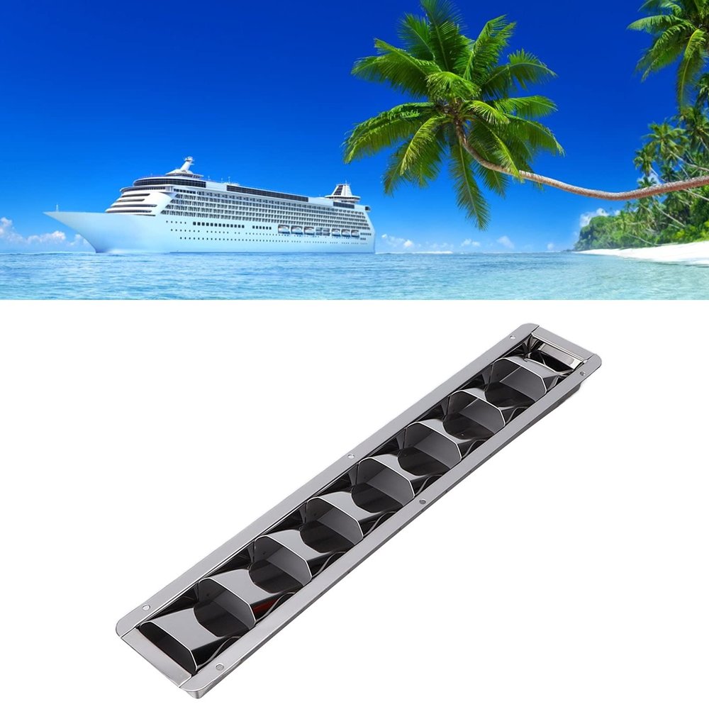 Boat Louver Vent, Marine Vent Grille Oblong, Stainless Steel 8 Slots Grid Cover Boat Shutters for Ships