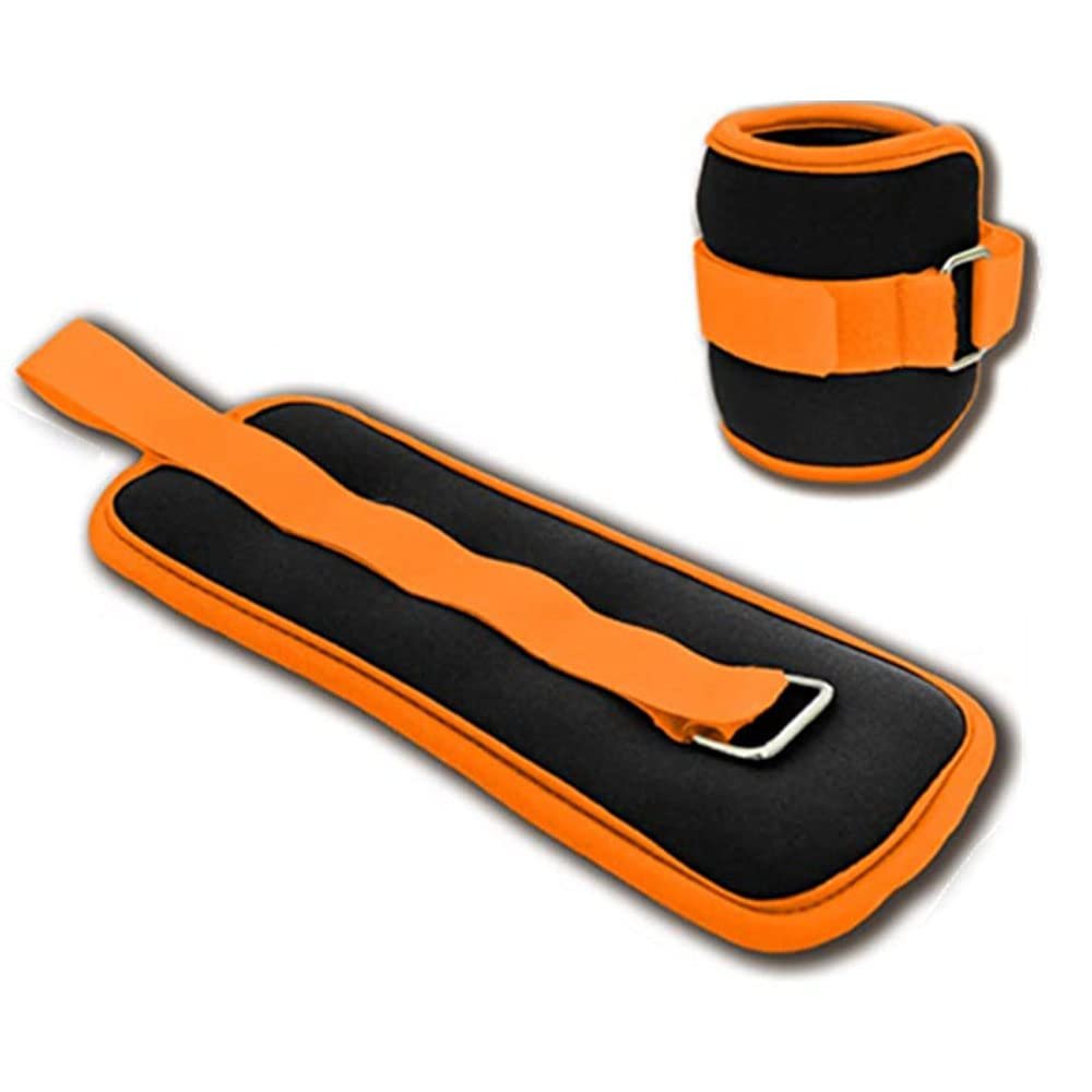 1Pair Hand Wrist Leg Arm Ankle Weights Exercise Equipment With Adjustable Straps For Walking Fitness Gym Yoga Pilates Aerobics,Orange,2KG