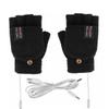 USB Heated Half Finger Gloves with Flip Top, Men Women Winter Electric Heating Knitted Gloves Mitts Home Office School Reading Writing Typing Laptop Gloves Hands Warmer view 2