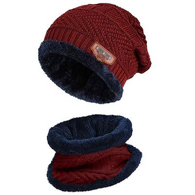 BCDlily Womens Winter Scarf Beanie Matching Set Thermal Skiing Skullies Caps Fleece Lined Scarves